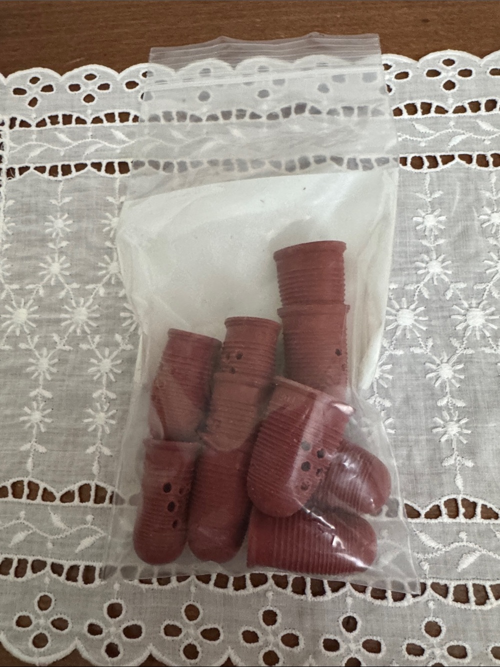 Tory Burch Red Rubber Thimbles Set